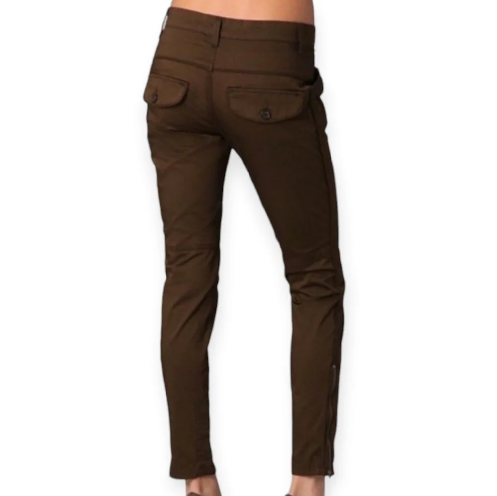 Vince Utility Skinny Ankle Pants with Zipper Ankles Brown Moto Size 27